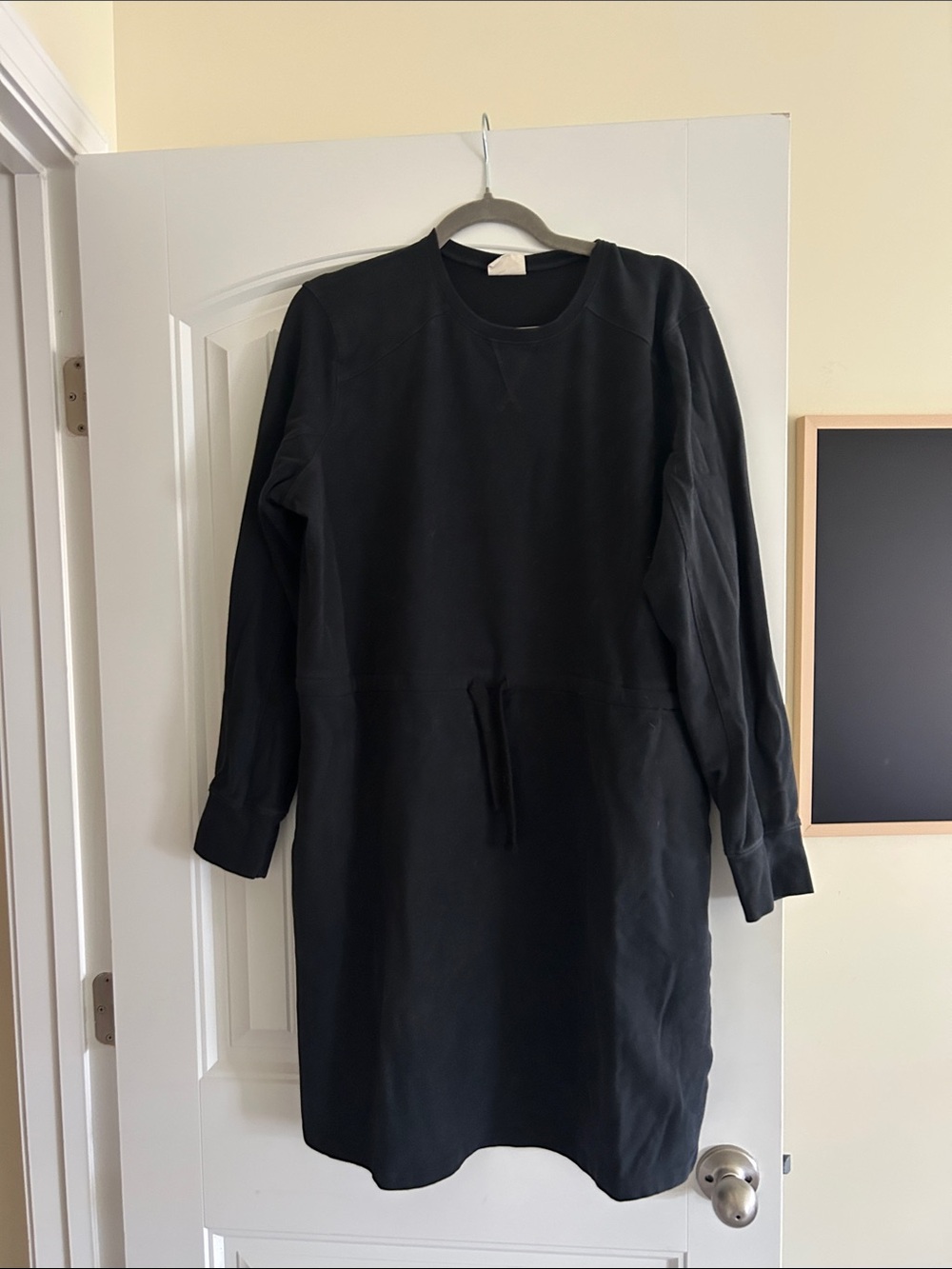 Pact Black Sweatshirt Dress with Waist Drawstring